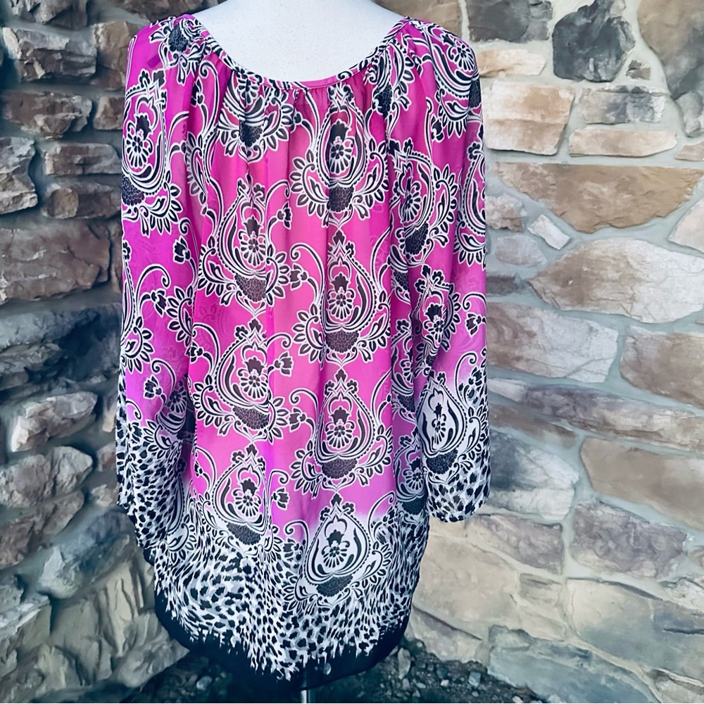 JM Collection Stylish Purple Floral Tunic XL - Picture 8 of 15